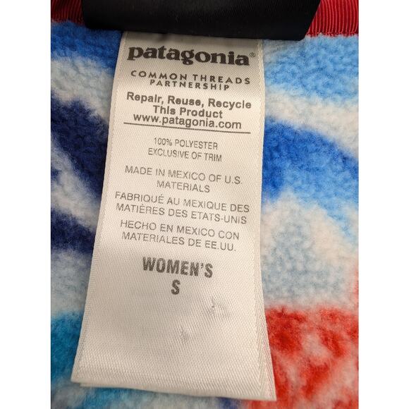 Patagonia Synchilla Snap T Womens Small Fleece Pullover Blue Floral Tropical - Picture 4 of 14